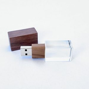 USB LED in legno e vetro con logo retroilluminato